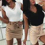 Summer Sexy V Neck Women Blouse Ruffles Sleeveless