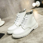 Genuine Leather Women white ankle Boots