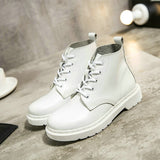 Genuine Leather Women white ankle Boots