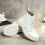 Genuine Leather Women white ankle Boots