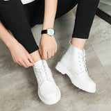 Genuine Leather Women white ankle Boots