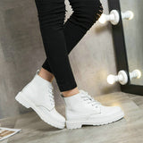 Genuine Leather Women white ankle Boots