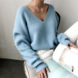 Autumn Winter Women's Sweaters V-Neck