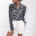 Vintage Blouse Long Sleeve Sexy Leopard Print Blouse