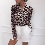 Vintage Blouse Long Sleeve Sexy Leopard Print Blouse