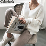 Autumn Winter Women's Sweaters V-Neck