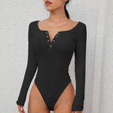 sexy black bodysuits skinny buttons