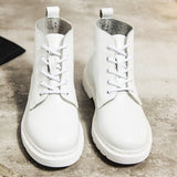 Genuine Leather Women white ankle Boots