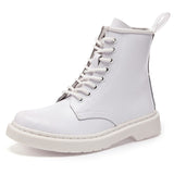 Genuine Leather Women white ankle Boots