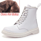 Genuine Leather Women white ankle Boots