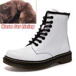 Genuine Leather Women white ankle Boots