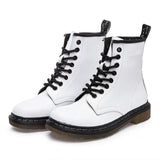 Genuine Leather Women white ankle Boots