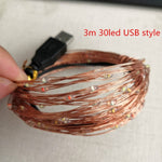 5/20m LED String light Copper Wire Fairy Holiday Lighting Garland Home Christmas Wedding Party Decoration Powered by Battery USB