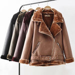 Warm women's winter motorcycle velvet jacket