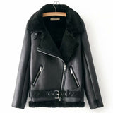 Warm women's winter motorcycle velvet jacket